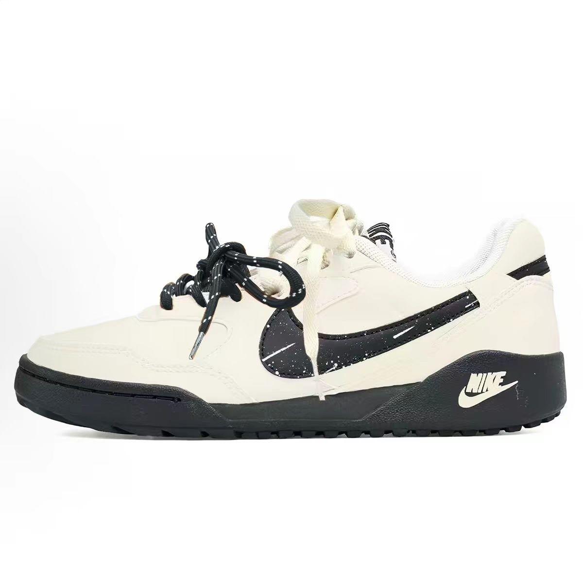 黑白复古Nike低帮板鞋|泼墨Swoosh,甜酷百搭款